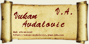Vukan Avdalović vizit kartica